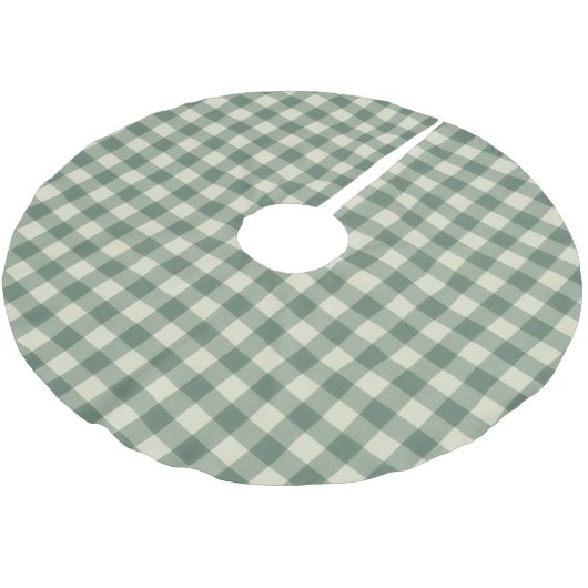 Rustikaler grüner Gingham-Weihnachten modern Polyester Weihnachtsbaumdecke (Schrägansicht)