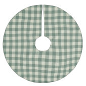 Rustikaler grüner Gingham-Weihnachten modern Polyester Weihnachtsbaumdecke (Vorderseite)