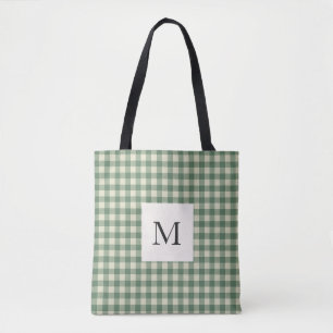 Rustikaler grüner Gingham-Weihnachten modern Tasche