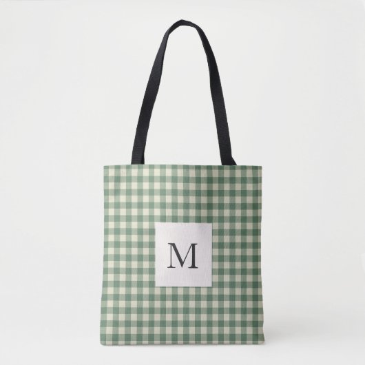 Rustikaler grüner Gingham-Weihnachten modern Tasche (Vorderseite)