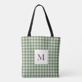 Rustikaler grüner Gingham-Weihnachten modern Tasche (Rückseite)