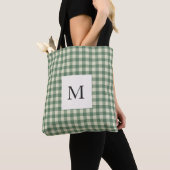 Rustikaler grüner Gingham-Weihnachten modern Tasche (Von Nahem)