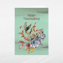 Rustikaler Grüner Kaninchen Herbst Erntedank Feiertagskarte
