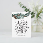 Rustikaler grüner Kiefernzapfen Gute Nachricht von Postkarte (Stehend Vorderseite)