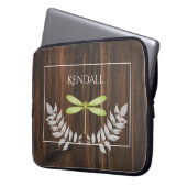 Rustikaler grüner Libelle Personalisierter Laptop- Laptopschutzhülle (Vorderseite Links)