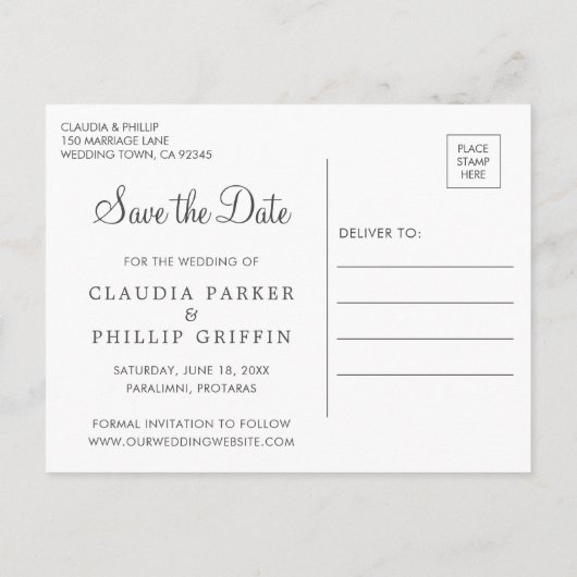 Rustikaler grüner Olivenbaumkranz Save the Date Ankündigungspostkarte (Rückseite)