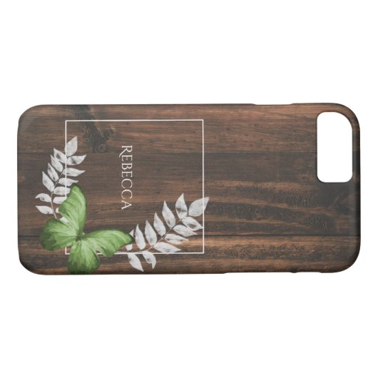 Rustikaler Grüner Schmetterling Personalisiert Case-Mate iPhone Hülle (Rückseite (Horizontal))
