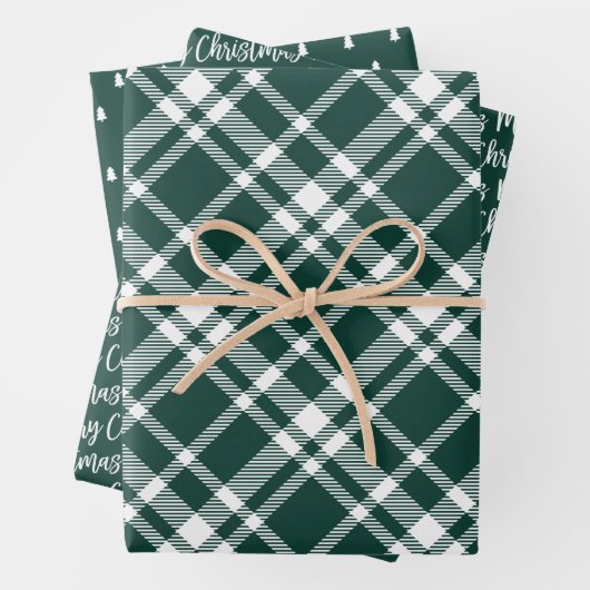 Rustikaler Grüner Tartan Kariert Frohe Weihnachtsm Geschenkpapier Set (Beispiel)
