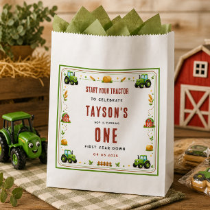 Rustikaler grüner Traktor Erstes Jahr Down Farm Th Geschenktütchen