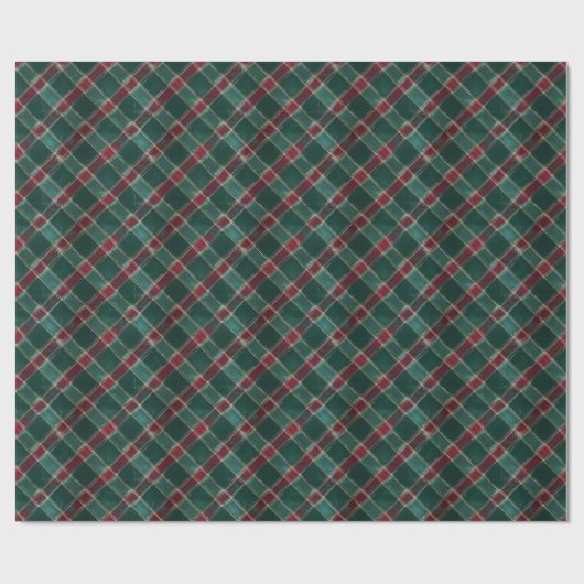 Rustikaler Grüner und Burgunder Karo - Gemütlicher Geschenkpapier (Flach)