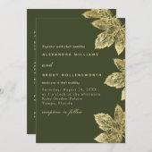 Rustikaler, grüner und goldener Blätterteig in ein Einladung (Vorne/Hinten)