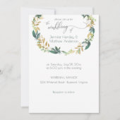 Rustikaler Grüner und Goldener Grünreath | Einladung (Vorderseite)