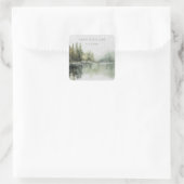 Rustikaler grüner Wald Hochzeitssticker Quadratischer Aufkleber (Tasche)