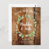 Rustikaler Grünknecht & Gold Save the Date Postkarte (Vorne/Hinten)