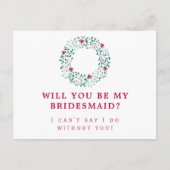 Rustikaler Grünkranz | Seid meine Brautjungfrau Ho Einladungspostkarte (Vorderseite)