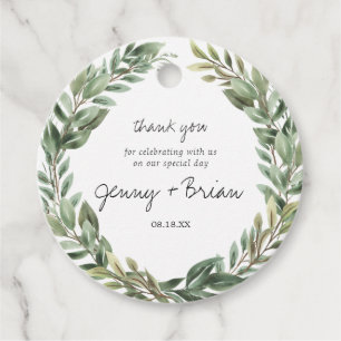 Rustikaler Grünkränze Hochzeit Danke Geschenkanhänger