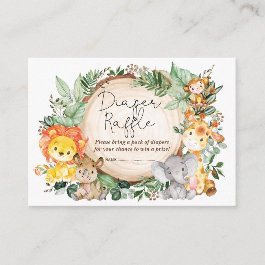 Rustikaler Grünwald Jungle Wilde Tiere Windelwinde Begleitkarte (Vorderseite)