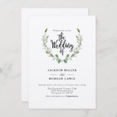 Rustikaler Grünwald | Kraft | Wasserfarbenhochzeit Einladung (Vorne/Hinten)