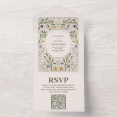 Rustikaler Grünwaldland Fern Wedding QR CODE All In One Einladung (Innen Boden)