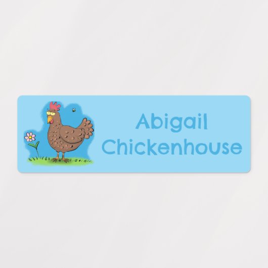 Rustikaler Hähnchenrustikal Cartoon personalisiert Etiketten (Design 2)