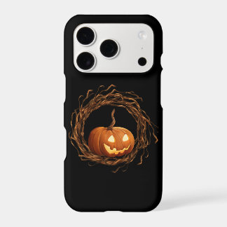 Rustikaler Halloween-Kürbis-Zweig-Kranzrahmen