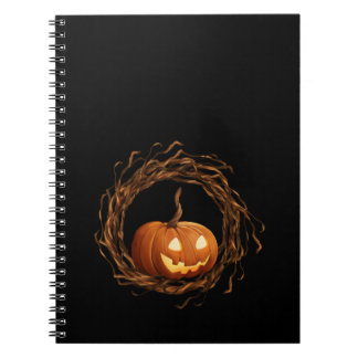 Rustikaler Halloween-Kürbis-Zweig-Kranzrahmen Notizblock