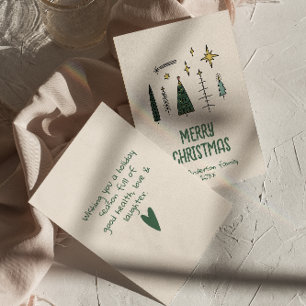 Rustikaler, handgemalt Grüner Weihnachtsbaum Non-F Feiertagskarte