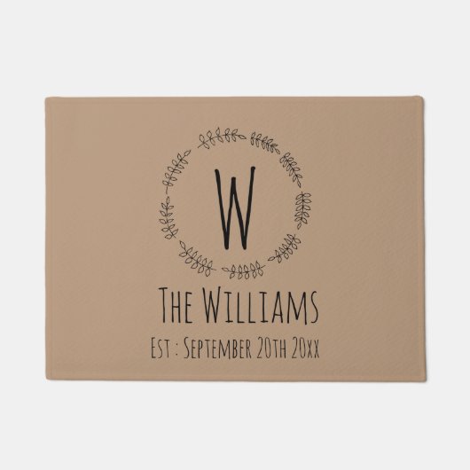 Rustikaler, handgezogener Kranz mit Monogramm | Be Fußmatte (Vorderseite)