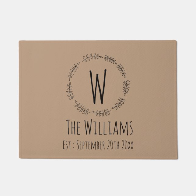 Rustikaler, handgezogener Kranz mit Monogramm | Be Fußmatte (Vorderseite)