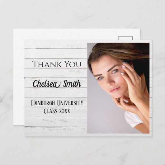 Rustikaler Handwriting-Abschluss Vielen Dank Postc Postkarte (Vorne/Hinten)