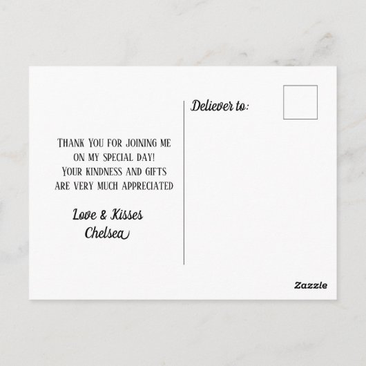 Rustikaler Handwriting-Abschluss Vielen Dank Postc Postkarte (Rückseite)