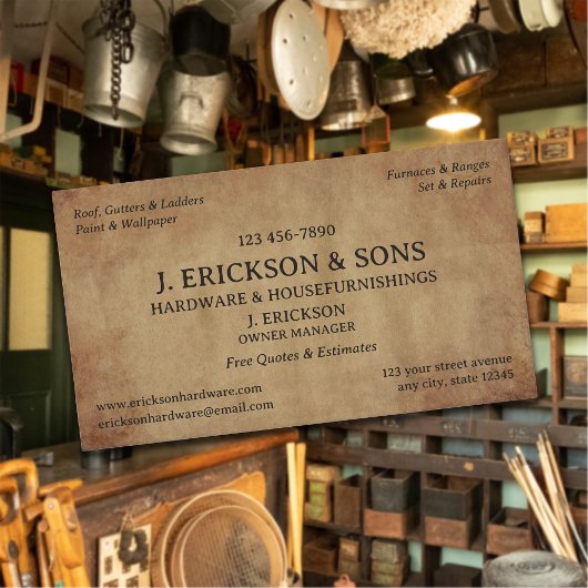 Rustikaler Hardware-Store Visitenkarte