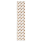 Rustikaler Hase und Karotte Beige Gingham Frühling Kurzer Tischläufer (Vorderseite)