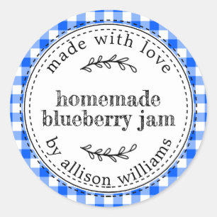 Rustikaler hausgemachte Blueberry Jam Bright Blue Runder Aufkleber