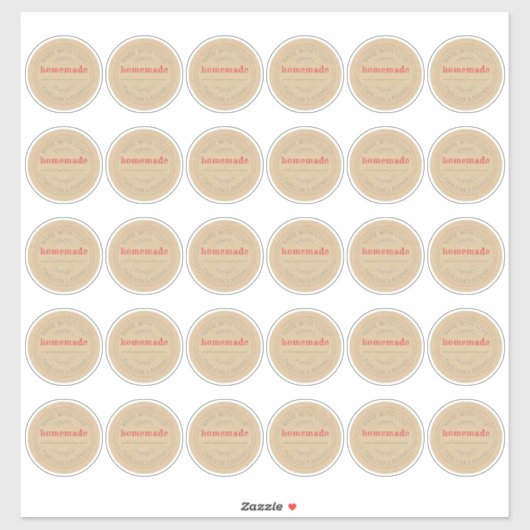 Rustikaler, hausgemachter Jam Can Kraft Papier 2 Z Aufkleber (Blatt)