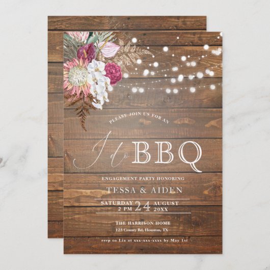 Rustikaler Haushalt I GRILLEN Engagement Partei Ei Einladung (Vorne/Hinten)