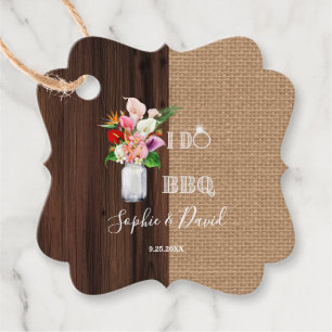 Rustikaler Hawaiianischer Blütenburlap Barn I DO B Geschenkanhänger