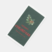 Rustikaler Heiliger mit roten Beeren und Kiefernke Serviette (Ecke)