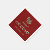 Rustikaler Heiliger mit roten Beeren und Kiefernke Serviette (Ecke)