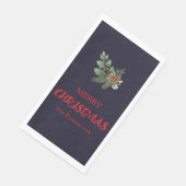 Rustikaler Heiliger mit roten Beeren und Kiefernke Serviette (Ecke)