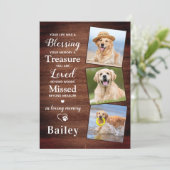 Rustikaler Heimtierverlust Personalisiert 3-Foto-H Dankeskarte (Stehend Vorderseite)