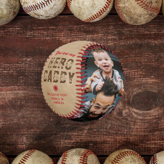Rustikaler Held Daddy Vater`s Tag 2 Foto Collage Baseball