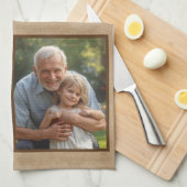 Rustikaler Held Opa Vatertag 2 Foto Collage Geschirrtuch (Viertel Falte)