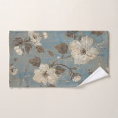 Rustikaler Hellblauer Kakaobrauner Blumenprint Badhandtuch Set (Handtuch)