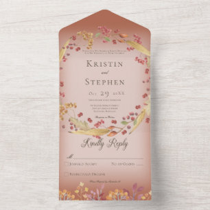 Rustikaler Herbst-Blatt- und Beerenkranz Rost Nich All In One Einladung