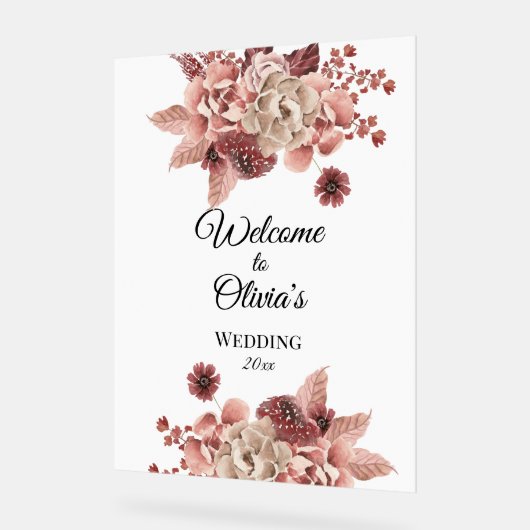 Rustikaler Herbst blüht Wasserfarbe Acrylschild (Winkel)