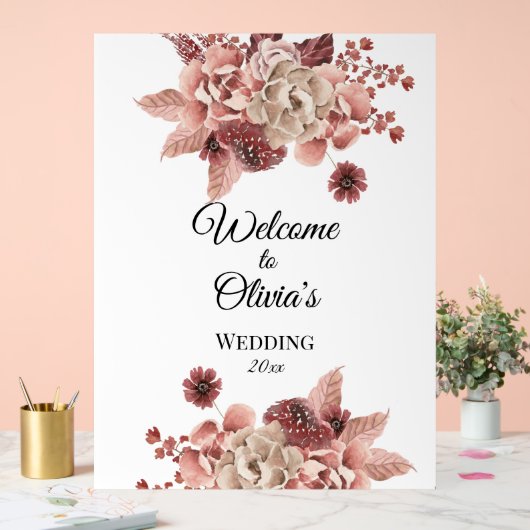 Rustikaler Herbst blüht Wasserfarbe Acrylschild (Hochzeit)