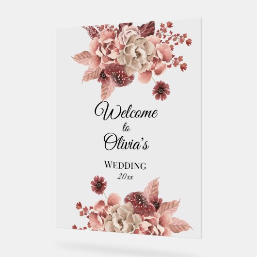 Rustikaler Herbst blüht Wasserfarbe Acrylschild (Winkel)