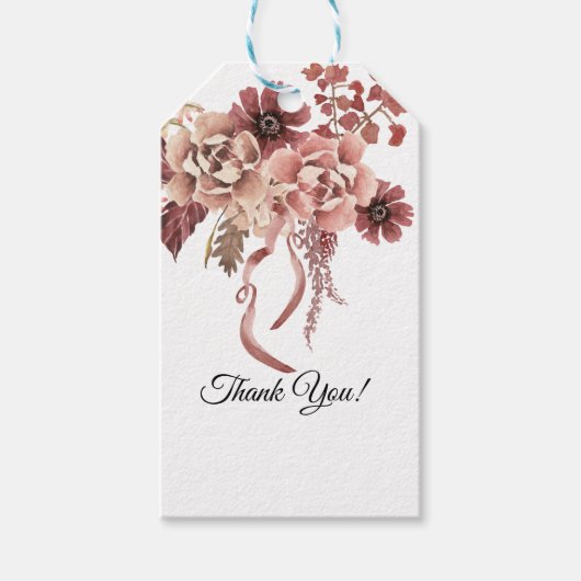 Rustikaler Herbst blüht Wasserfarbe Geschenkanhänger (Vorderseite)