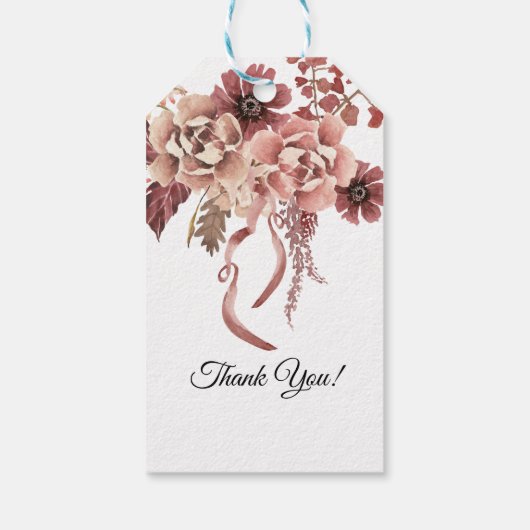 Rustikaler Herbst blüht Wasserfarbe Geschenkanhänger (Rückseite)